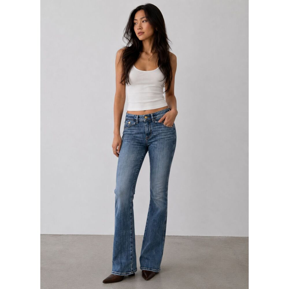 White House Black Market High Rise Skinny Flare Jeans Women 4 Blue Everyday Soft